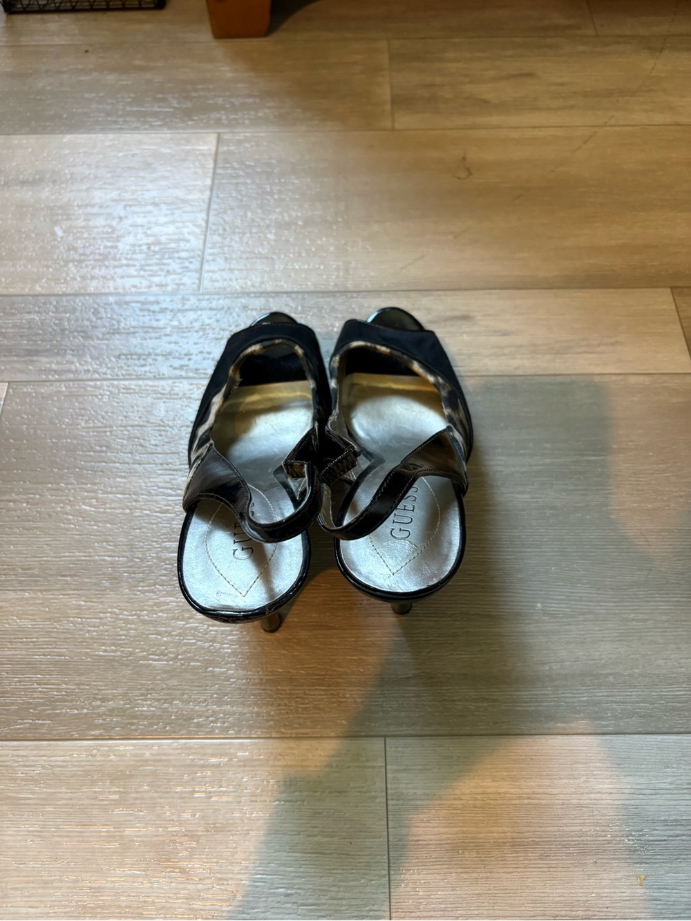 Guess Black Slingback Open-Toe Heels